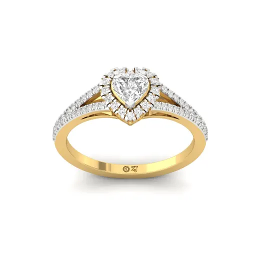 Heart Halo Split Shank Diamond Engagement Ring
