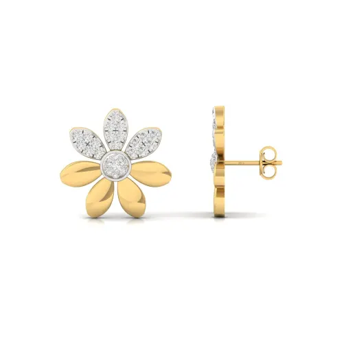 Floral Diamond Stud Earrings (1 Pair)