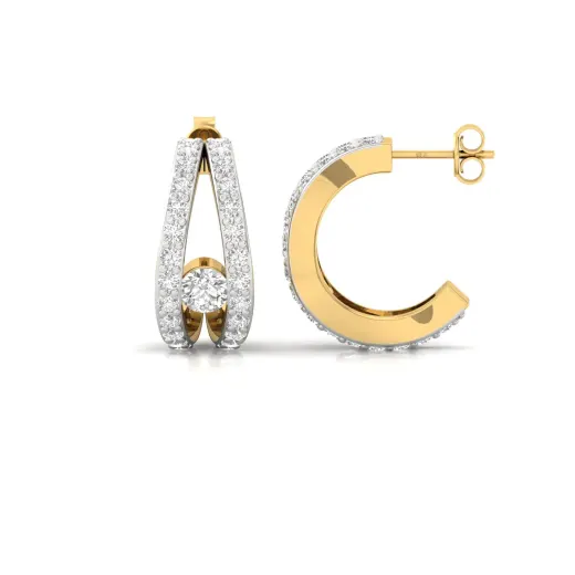 Round Cut Diamond Hoop Earrings (1 Pair)