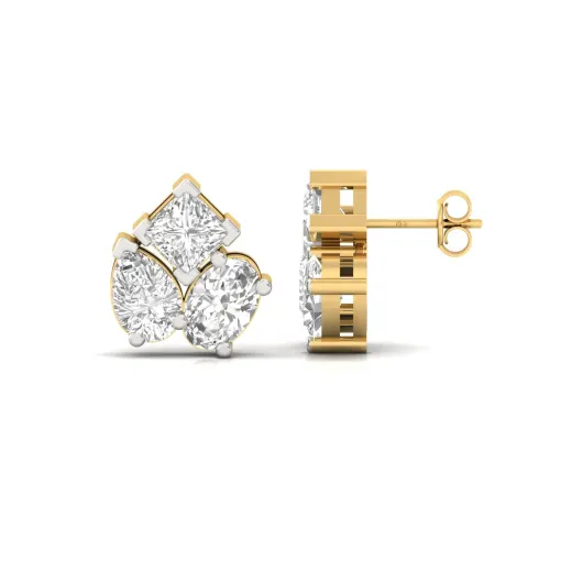 Mixed Cut Diamond Stud Earrings (1 Pair)