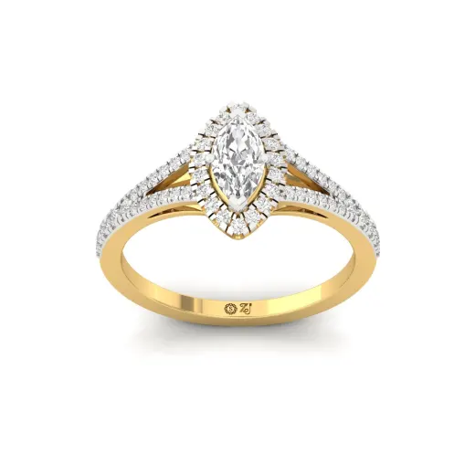 Marquise Halo Split Shank Diamond Engagement Ring