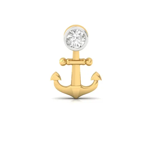 Round Cut Diamond Anchor Men’s Stud