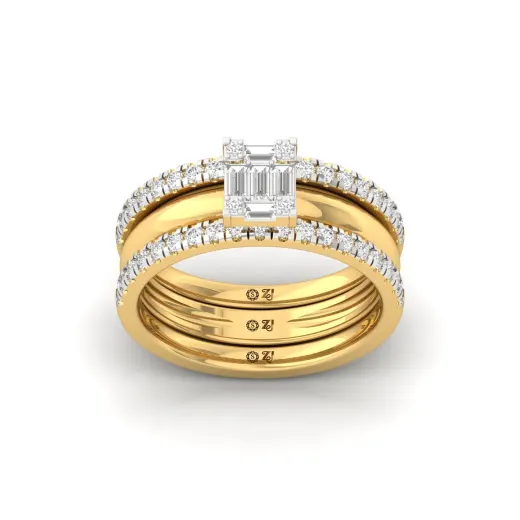 Baguette & Round Cut Diamond Bridal Ring Set