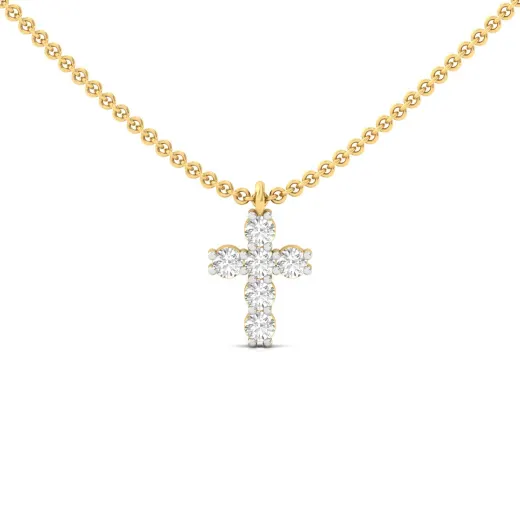Cross Design Diamond Pendant (With Chain)