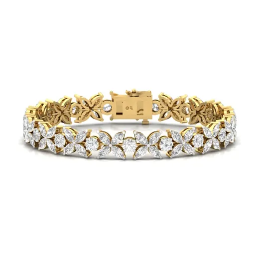 Marquise & Round Lab Grown Diamond Floral Bracelet