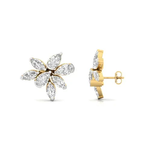 Pear & Marquise Cut Diamond Floral Earrings (1 Pair)