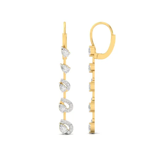Pear & Round Cut Diamond Long Earrings (1 Pair)