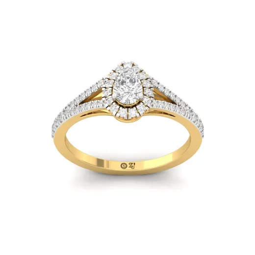 Pear Double Halo Split Shank Diamond Engagement Ring