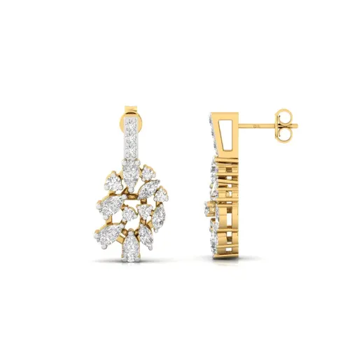 Multi-Shape Diamond Cluster Drop Earrings (1 Pair)