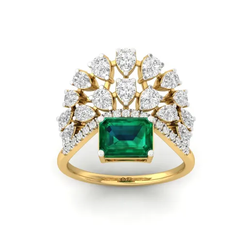 Emerald & Diamond Cluster Cocktail Ring