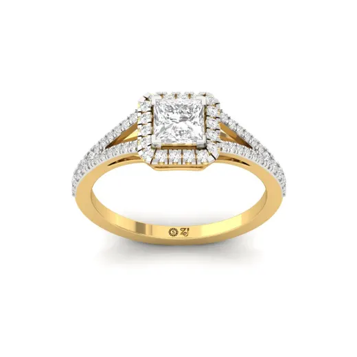 Princess Double Halo Split Shank Diamond Engagement Ring