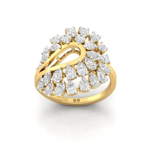 Pear Cut Diamond Floral Statement Ring