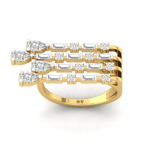 Pear, Baguette & Round Diamond Multi-Row Ring