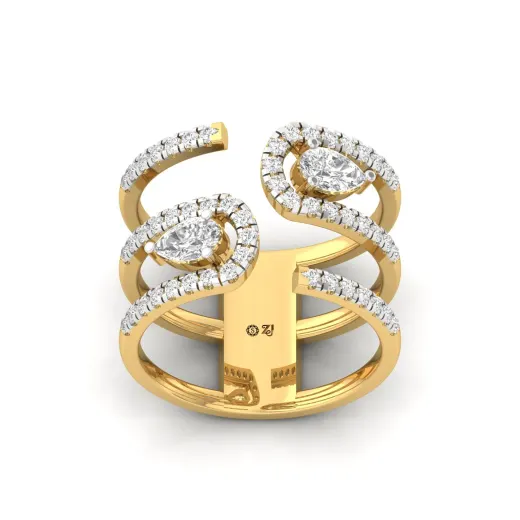 Pear & Round Diamond Open Spiral Ring