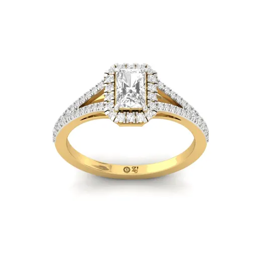 Radiant Cut Double Halo Split Shank Diamond Engagement Ring