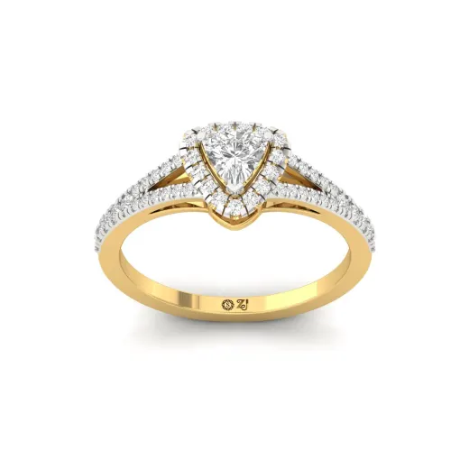 Trillion Cut Halo Split Shank Diamond Engagement Ring