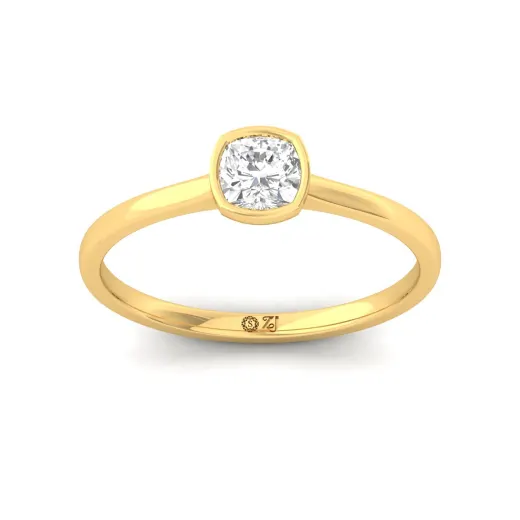 Cushion Cut Bezel Set Solitaire Engagement Ring