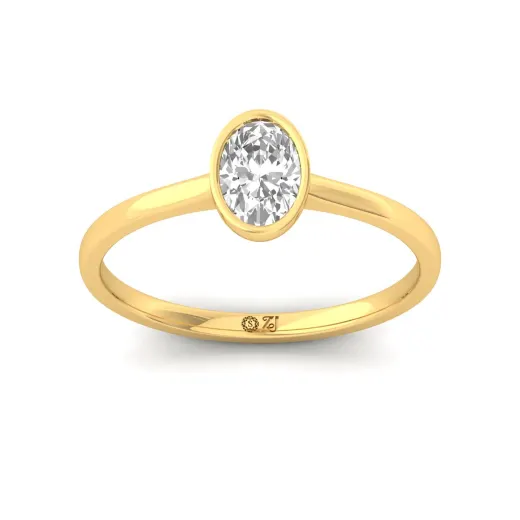 Oval Cut Bezel Set Solitaire Engagement Ring