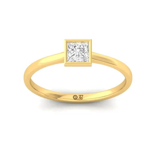 Princess Cut Bezel Set Solitaire Engagement Ring