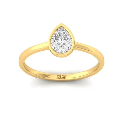 Pear Cut Bezel Set Solitaire Engagement Ring