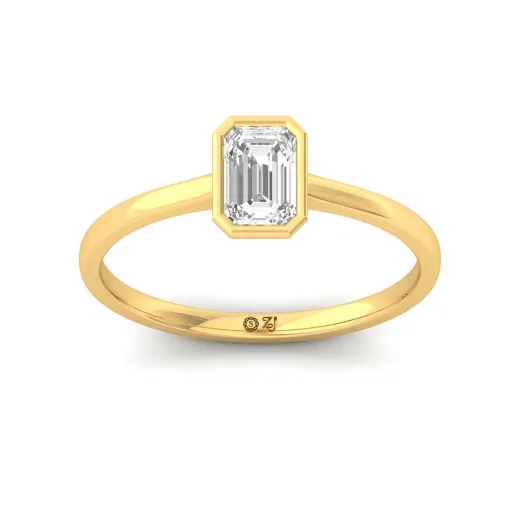 Emerald Cut Bezel Set Solitaire Engagement Ring