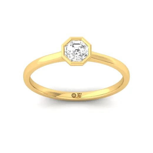 Octagon Cut Bezel Set Solitaire Engagement Ring