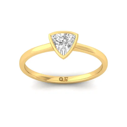 Trillion Cut Bezel Set Solitaire Engagement Ring